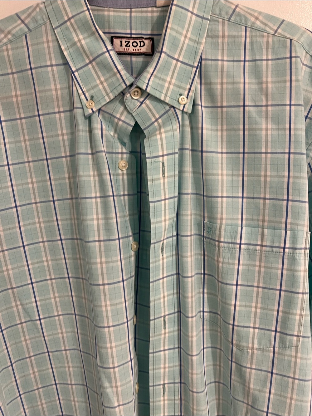 Izod Mint Green Plaid Button-Down Shirt